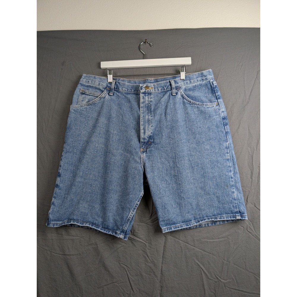 Wrangler Mens Blue Denim Jean Shorts 42 Relaxed Fit 5 Pocket Casual 100% Cotton